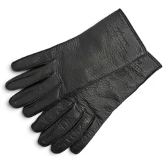 美品△BURBERRY バーバリー 4060479 鹿革 ロゴ型押し ディアスキン レザーグローブ 手袋 ブラック 7.5 イタリア製 レディース 箱付きのサムネイル