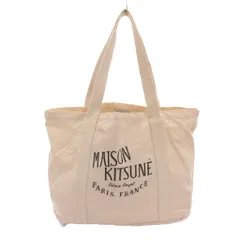 メゾンキツネ MAISON KITSUNE トートバッグ ベージュ ロゴプリント キャンバス生地 /NLのサムネイル