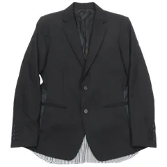 美品 yoshiokubo ヨシオクボ テーラードジャケット シャツ ドッキング ブレザー 切替 総裏 2B ウール 2 ブラック メンズ 古着 中古 USEDのサムネイル