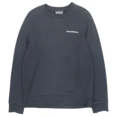 美品 Emporio Armani エンポリオ・アルマーニ ロゴプリント スウェット プルオーバー トップス カットソー 裏毛 トレーナー S 黒 メンズ 古着 中古 USEDのサムネイル