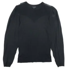 美品 ESCADA エスカーダ シアー ニット トップス カットソー コットンシルク 長袖 ニットソー S 黒 ブラック レディース 古着 中古 USEDのサムネイル