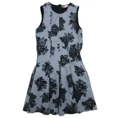 美品 MSGM エムエスジーエム 花柄 ノースリーブ ワンピース ネオプレン ひざ丈 フレア ドレス 14 グレー 黒 ブラック キッズ 古着 中古 USEDのサムネイル