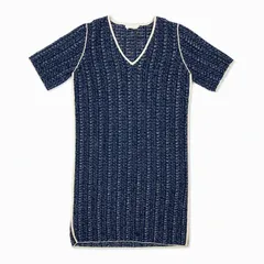 BOSS ボス ネイビー ツイード調 Vネックワンピース XSのサムネイル