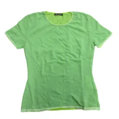 美品 ISSEY MIYAKE イッセイミヤケ ナイロン ニット カットソー Tシャツ ストレッチ M 緑 グリーン レディース 古着 中古 USEDのサムネイル
