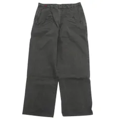 美品 PAPAS パパス ワイド テーパード デニム パンツ ジーンズ ロゴ パッチ レザーパーツ 2タック L 黒 ブラック グレー メンズ 古着 中古 USEDのサムネイル