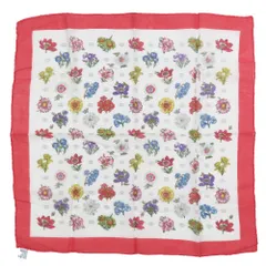 新品同様 GUCCI グッチ スカーフ ハンカチーフ コットン100％ フラワー 花柄 インターロッキング GG 総柄 ホワイト レッド レディース 古着 中古 USEDのサムネイル