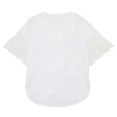 美品 14ss Chloe WHITE WARDROBE クロエ スカラップレース 刺繍 ブラウス カットソー トップス 半袖 クルーネック XS 白 ホワイト レディース 古着 中古 USEDのサムネイル