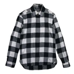 美品 Neil Barrett ニールバレット バックロゴプリント ロングスリーブ フランネルシャツ カットソー 37/14 1/2 黒 白 メンズ 古着 中古 USEDのサムネイル