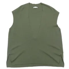 美品 BLAMINK ブラミンク カシミヤ100％ ハイツイスト Vネック ベスト ニット プルオーバー カットソー セーター 36 オリーブ レディース 古着 中古 USEDのサムネイル
