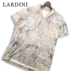 LARDINI ラルディーニ 春夏 花柄 フラワー×チェック柄★ 半袖 ショールカラー 総柄 ポロシャツ Sz.M メンズのサムネイル