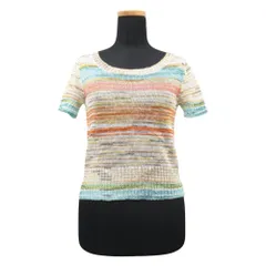 美品 MISSONI ミッソーニ リネン 透かし編み サマー ニット セーター カットソー 半袖 サイズ36 マルチ レディース 古着 中古 USEDのサムネイル