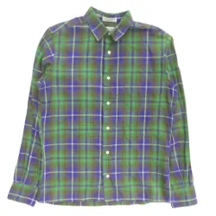 美品 INDIVIDUALIZED SHIRTS インディビジュアライズドシャツ チェック柄 シャツ カットソー 長袖 サイズS 緑 グリーン 紫 パープル レディース 古着 中古 USEDのサムネイル