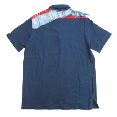 美品 KAPITAL キャピタル バンダナ パッチワーク ポロシャツ カットソー 切替 2 インディゴ ネイビー メンズ 古着 中古 USEDのサムネイル
