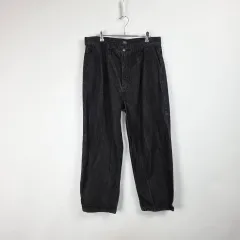 ムシンサスタンダード ワンタック ブラックデニム ワイド ウォッシュ デニム パンツ 男性 35インチ 260805のサムネイル