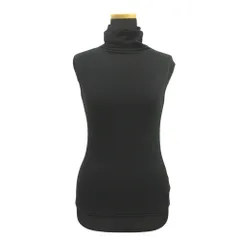 美品 Y's ワイズ Yohji Yamamoto ヨウジヤマモト タートルネック ノースリーブ ニット セーター タンクトップ 3 黒 ブラック レディース 古着 中古 USEDのサムネイル