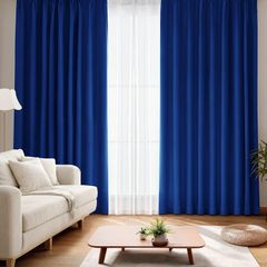 [신품] Deconovo 커튼 1급 차광 2매 세트 폭 100×길이 110cm 두꺼운 드레이프 형태 기억 세탁 OK UV컷 일본 JSL 인증 차광율 99.99% 주야의 시선 대책 에너지 절약 침실 리빙용 어저스터 후크 대응 로열 블루