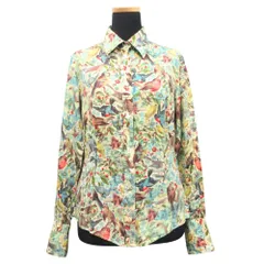 良品 Paul Smith BLACK ポールスミス ブラック シャツ ブラウス カットソー 長袖 プリント 鳥 総柄 サイズ42 マルチ イエロー系 レディース 古着 中古 USEDのサムネイル