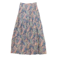 美品 NOLLEY'S ノーリーズ LIBERTY PRINT ペイズリー柄 ロング ギャザースカート 総柄 38 ネイビー マルチカラー レディース 古着 中古 USEDのサムネイル