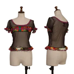 ジャンポールゴルチエファムJean Paul GAULTIER FEMME パワーネットフリル切替デザインTシャツ 黒マルチ40のサムネイル