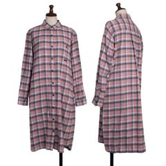 ノンノ NON NO Mademoiselle NON NON チェックネルシャツワンピース ピンク青他40Lのサムネイル