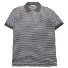 美品 GIORGIO ARMANI GOLF ジョルジオアルマーニ ゴルフ ボーダー ポロシャツ カットソー レーヨンニット 50 黒 ブラック メンズ 古着 中古 USEDのサムネイル