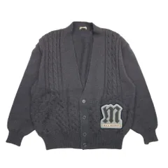 良品 ヴィンテージ MEN'S MELROSE メンズメルローズ ロゴワッペン Vネック ケーブル編み カーディガン グレー メンズ 古着 中古 USEDのサムネイル