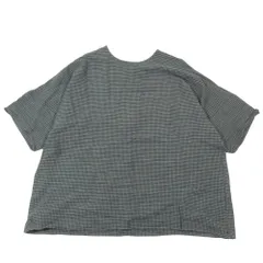 美品 24aw plantation プランテーション コットン Tシャツ 半袖 チェック柄 ボタン トップス カットソー M グリーン レディース 古着 中古 USEDのサムネイル