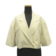 美品 CLANE クラネ CROPPED TAILRED JACKET クロップド テーラード ジャケット ブレザー ストライプ 1 アイボリー 白 ホワイト レディース 古着 中古 USEDのサムネイル