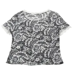 良品 ESCADA エスカーダ シルク100％ 半袖 カットソー ラウンドネック Tシャツ 総柄 レース プルオーバー ブラック レディース 古着 中古 USEDのサムネイル