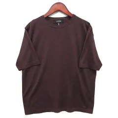 チヴィディーニ CIVIDINI シルク ハイゲージ ニット Tシャツ 半袖 セーター ダークブラウン 46 大きいサイズ イタリア製のサムネイル