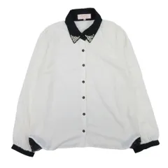 良品 MINIMUM MINIMUM ミニマムミニマム ジョーゼット クレリックシャツ パールカラー ブラウス バイカラー 2 アイボリー ブラック レディース 古着 中古 USEDのサムネイル