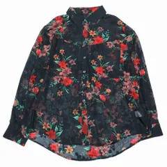 美品 PaulineBleu ポリーヌブロー フラワープリント シアーシャツ ブラウス 長袖 カットソー F ブラック レディース 古着 中古 USEDのサムネイル