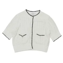 良品 COEL コエル バイカラー 半袖 ニット カーディガン ボレロ トップス ヴィンテージライク F 白 ホワイト レディース 古着 中古 USEDのサムネイル