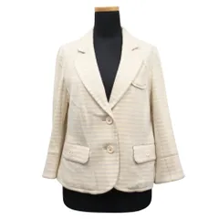 美品 SONIA by SONIA RYKIEL ソニアバイソニアリキエル ボーダー テーラード ジャケット ブレザー サイズ38 オフホワイト レディース 古着 中古 USEDのサムネイル