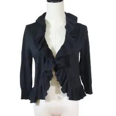 美品 DIANE VON FURSTENBERG ダイアンフォンファステンバーグ フリル ニット カーディガン トップス S 黒 ブラック レディース 古着 中古 USEDのサムネイル