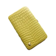 良品 TSUMORI CHISATO ツモリチサト ネコ ハード 二つ折り 長財布 クロコ型押し 猫 ドット レザー イエロー ゴールド レディース 古着 中古 USEDのサムネイル