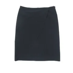 美品 GIORGIO ARMANI ジョルジオアルマーニ ミディ丈 ラップスカート ストライプ 台形 サイドジップ ボトムス 42 紺 ダークネイビー レディース 古着 中古 USEDのサムネイル