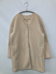 UNIQLO ユニクロ ノーカラーコート M ベージュ ボア 無地 レディース