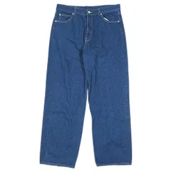 美品 SHIPS シップス コットン ワイド デニム パンツ ロゴ 刻印 ボタン レザー ワッペン ジーンズ Gパン ボトムス XL 紺 ネイビー メンズ 古着 中古 USEDのサムネイル