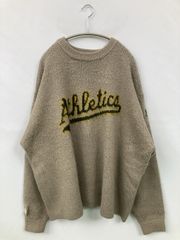 Perushu ペルーシュ ニット/セーター M ベージュ ニット 前面プリント ミドル丈 長袖 クルーネック(丸首) メンズ レディース