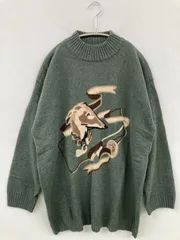TRUSSARDI トラサルディ ニット/セーター 42 グリーン 刺繍 その他総柄 ミドル丈 長袖 クルーネック(丸首) メンズのサムネイル
