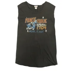 JUNKFOOD ジャンクフード Smurf スマーフ タンクトップ ノースリーブ ワンピース Tシャツ カットソー ビジュー USA製 M ブラック レディース 古着 中古 USEDのサムネイル