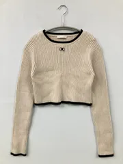 Chico チコ ニット/セーター F アイボリー コットン 無地 ワンポイント ショート丈 長袖 クルーネック(丸首) レディースのサムネイル