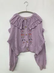 ems excite エムズエキサイト カーディガン/ボレロ F パープル コットン ショート丈 レース 刺繍 長袖 レディースのサムネイル