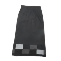 美品 Jocomomola ホコモモラ 切替 スカート ボトムス ロング丈 サイドジップ ウール 裾チェック柄 40 黒 ブラック グレー レディース 古着 中古 USEDのサムネイル
