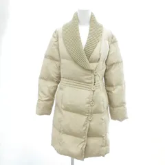 ローラアシュレイ LAURA ASHLEY ダウンコート ジャケット 9 ベージュ ショールカラー リブニット襟 ミドル丈 /HW ■ECB001のサムネイル