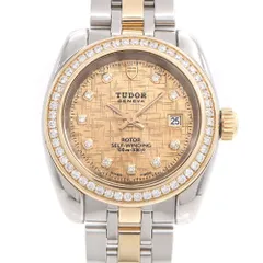 TUDOR チュードル チューダー クラシック ダイヤベゼル 22023 ダイヤモンド 10Pダイヤ デイト 100m防水 ゴールド YG イエローゴールド SS ステンレス コンビ レディース 自動巻き【6ヶ月保証】【腕時計】【中古】のサムネイル