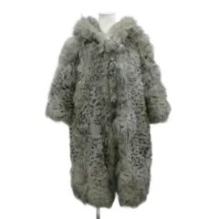ルシェルブルー LE CIEL BLEU ファーコート フォックス 毛皮 40 グレー アニマル柄 フーディー 七分袖 12A69007 /PP ■GY19のサムネイル