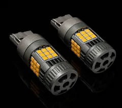 三菱 デリカ D5 H31.2～ フロント CV1W 爆光 T20 シングル/T20ピンチ部違い兼用 アンバー LED ウインカー 冷却ファン搭載 ハイフラ防止抵抗内蔵 2個セット 車検対応のサムネイル