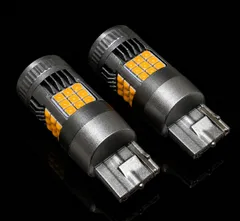 トヨタ ハイエース H8.8～H11.6 フロント RZH/KZH100系 爆光 T20 シングル/T20ピンチ部違い兼用 アンバー LED ウインカー 冷却ファン搭載 ハイフラ防止抵抗内蔵 2個セット 車検対応のサムネイル